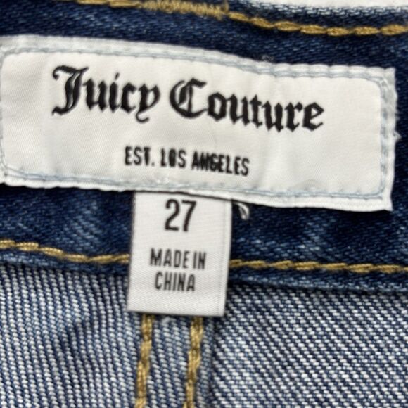Y2K Juicy Couture Denim Cut Off  Shorts With RARE Silver Metallic Logo Size 27 - Picture 7 of 10